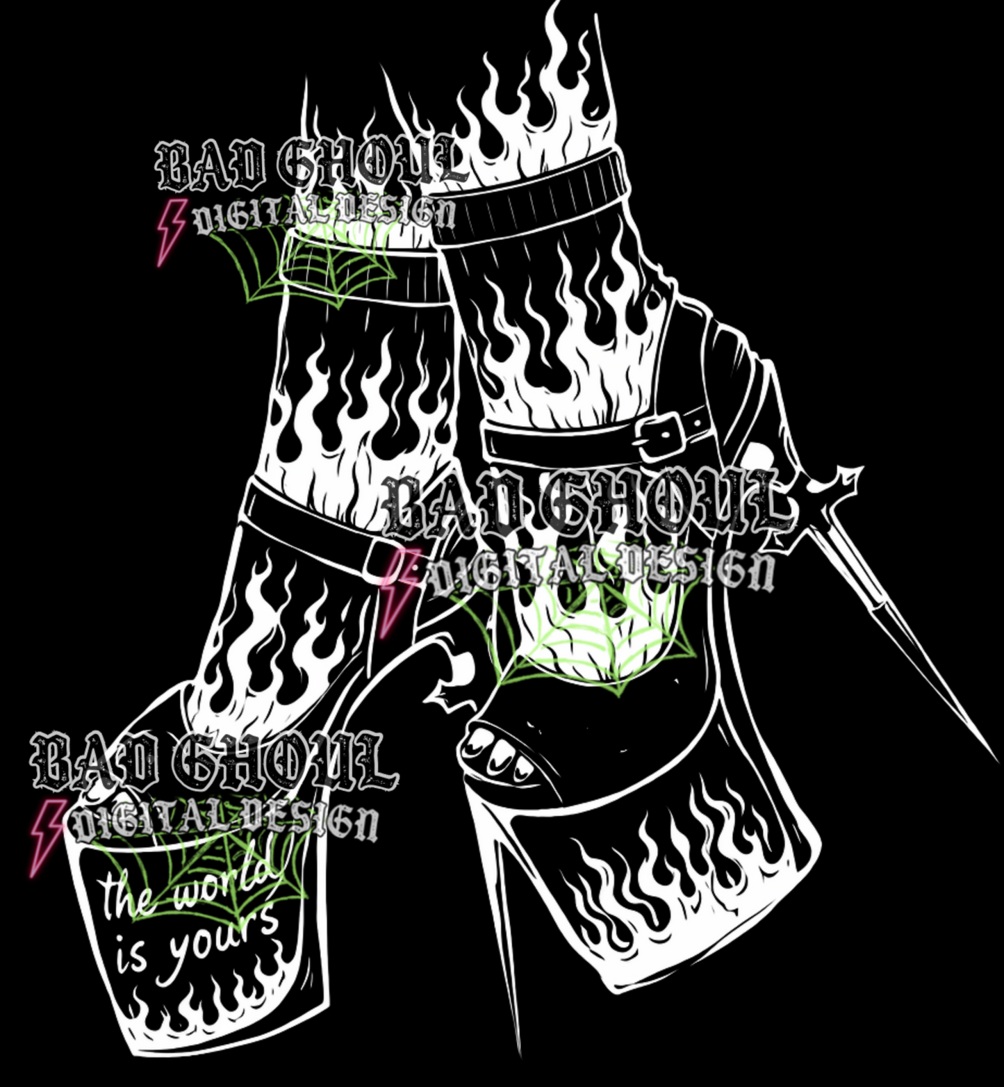 the world is yours - fire high heels | PNG DOWNLOAD BLACK FAB ONLY