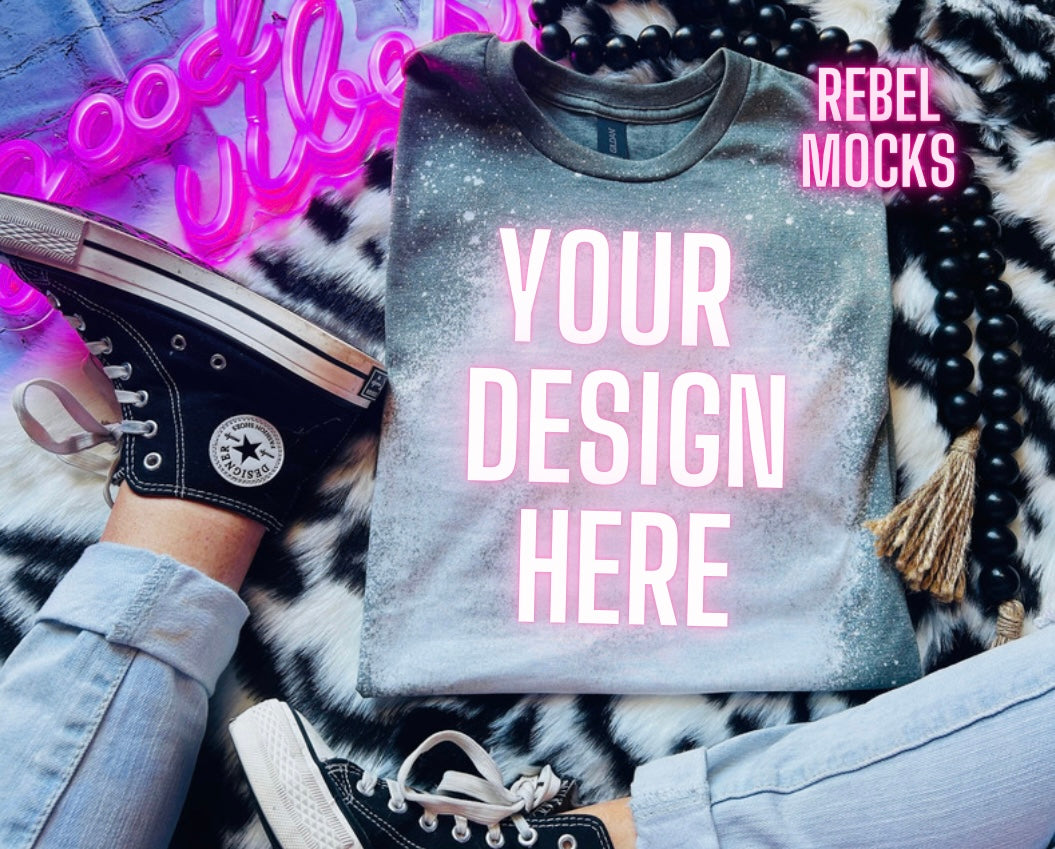 Bleach Softstyle Heather Green Mock UP Bundle 4 Mocks