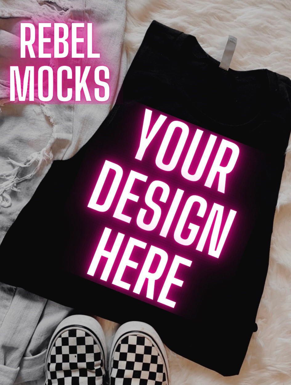 Black Next Level Muscle Tank Flat Lay Mock Up