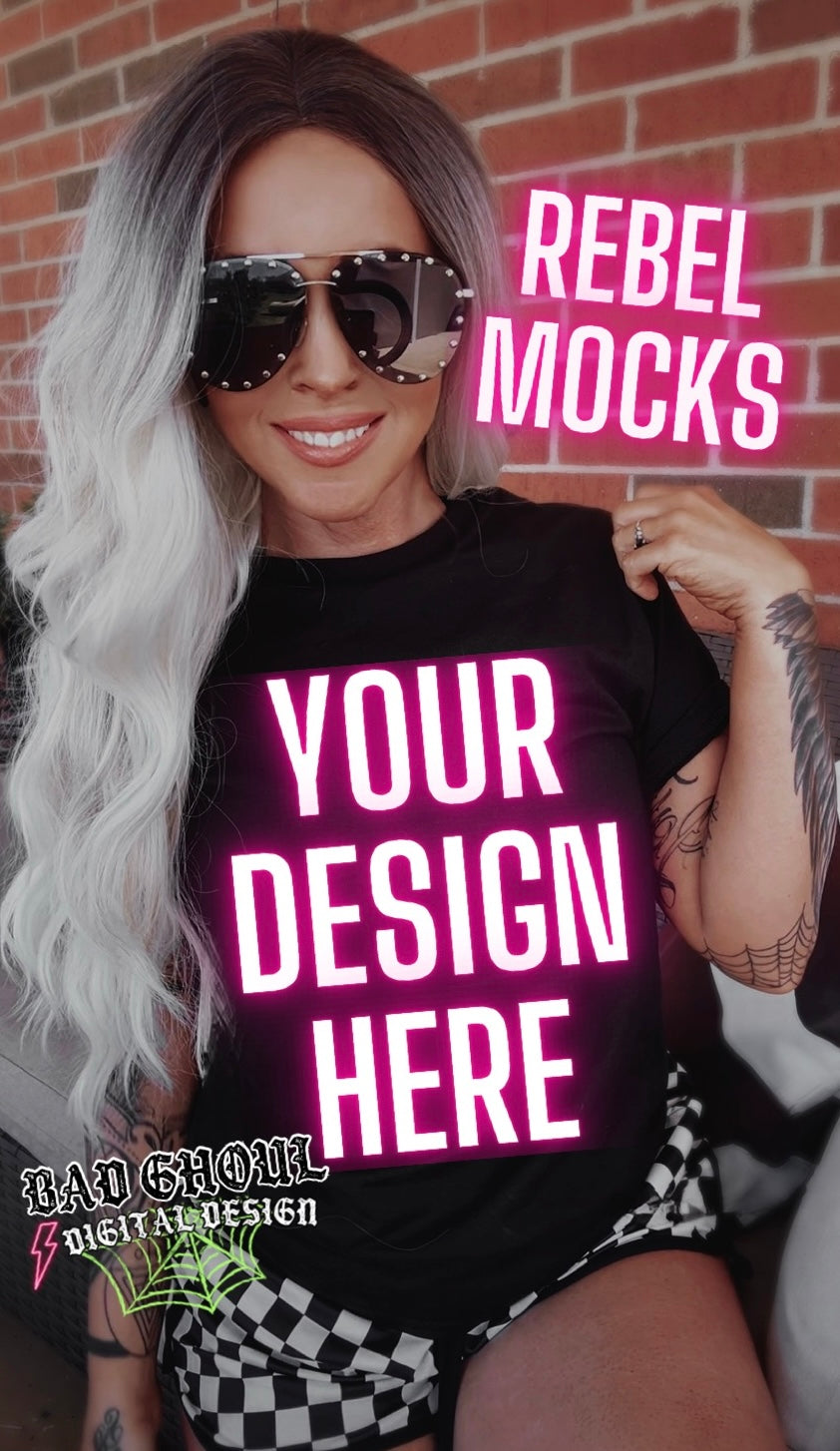 Black Tee IRL Model Mock Up Blondie Vibes