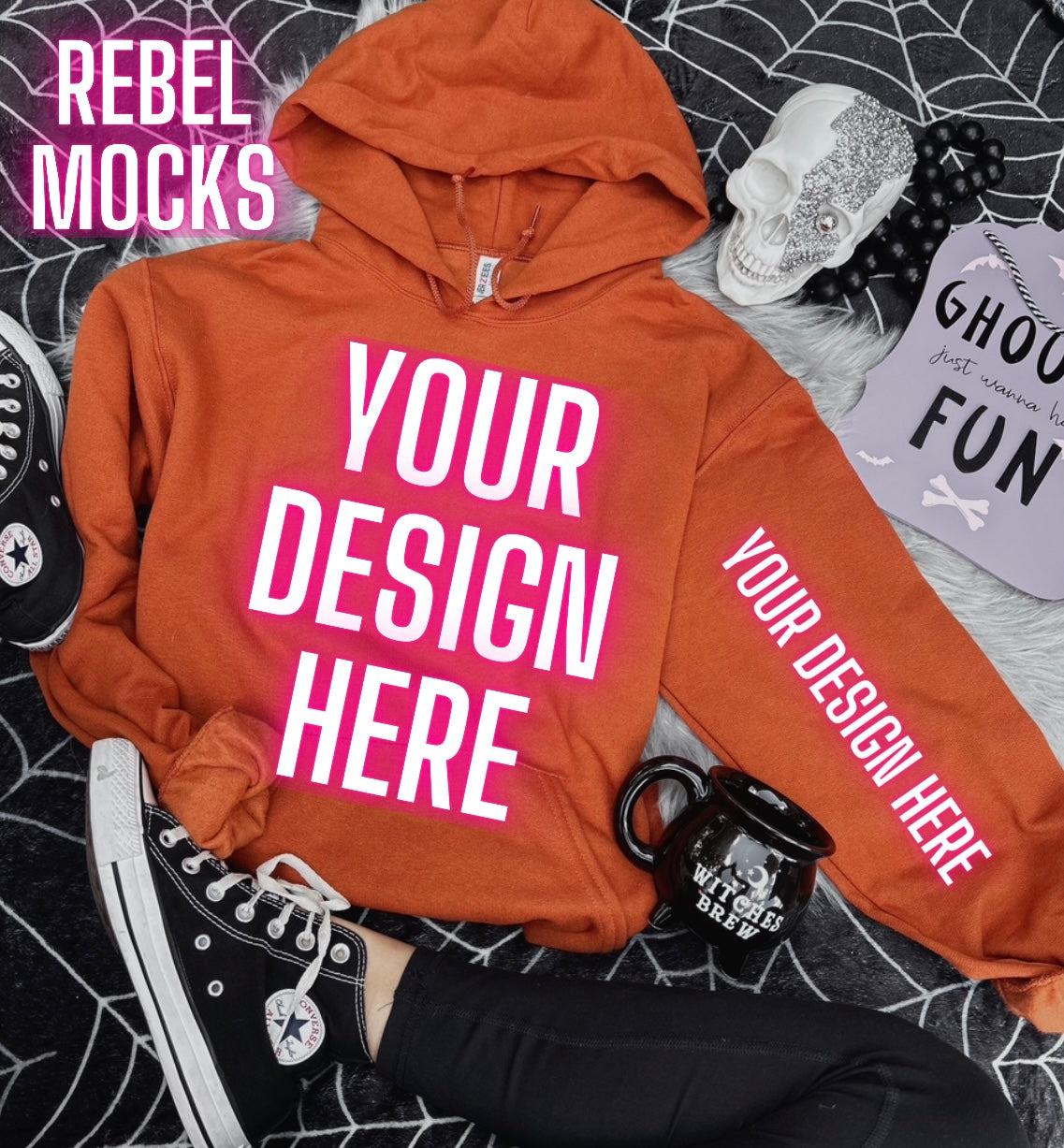 Texas Orange Burnt Orange Jerzee Hoodie Mock Up Flat Lay
