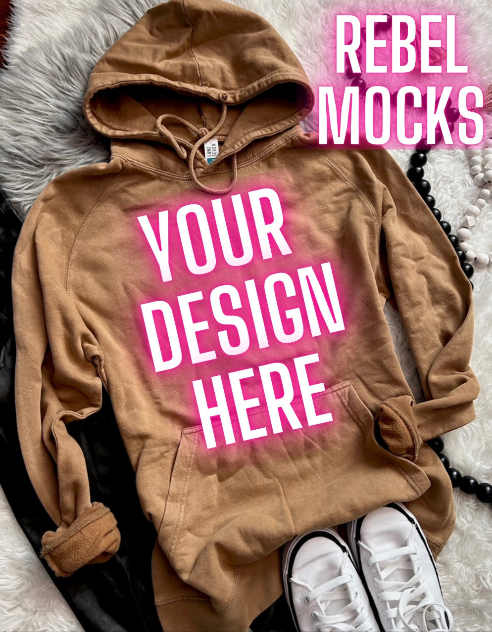 Lane Seven Vintage Wash camel Hoodie Flat Lay Mock Up TRENDING