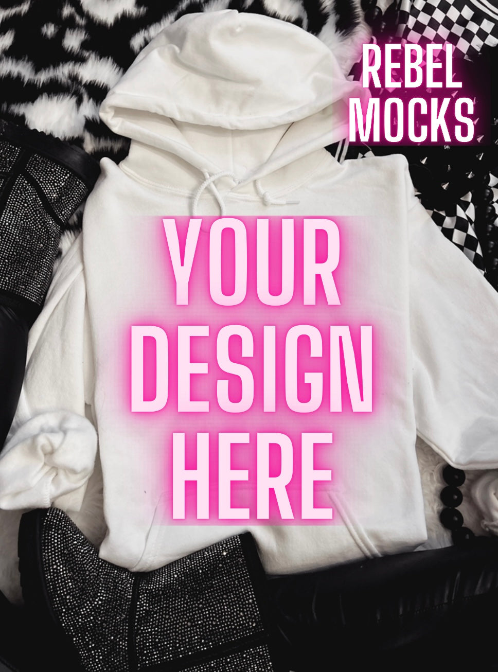 White Hoodie Flat Lay Mock Up TRENDING VIBES