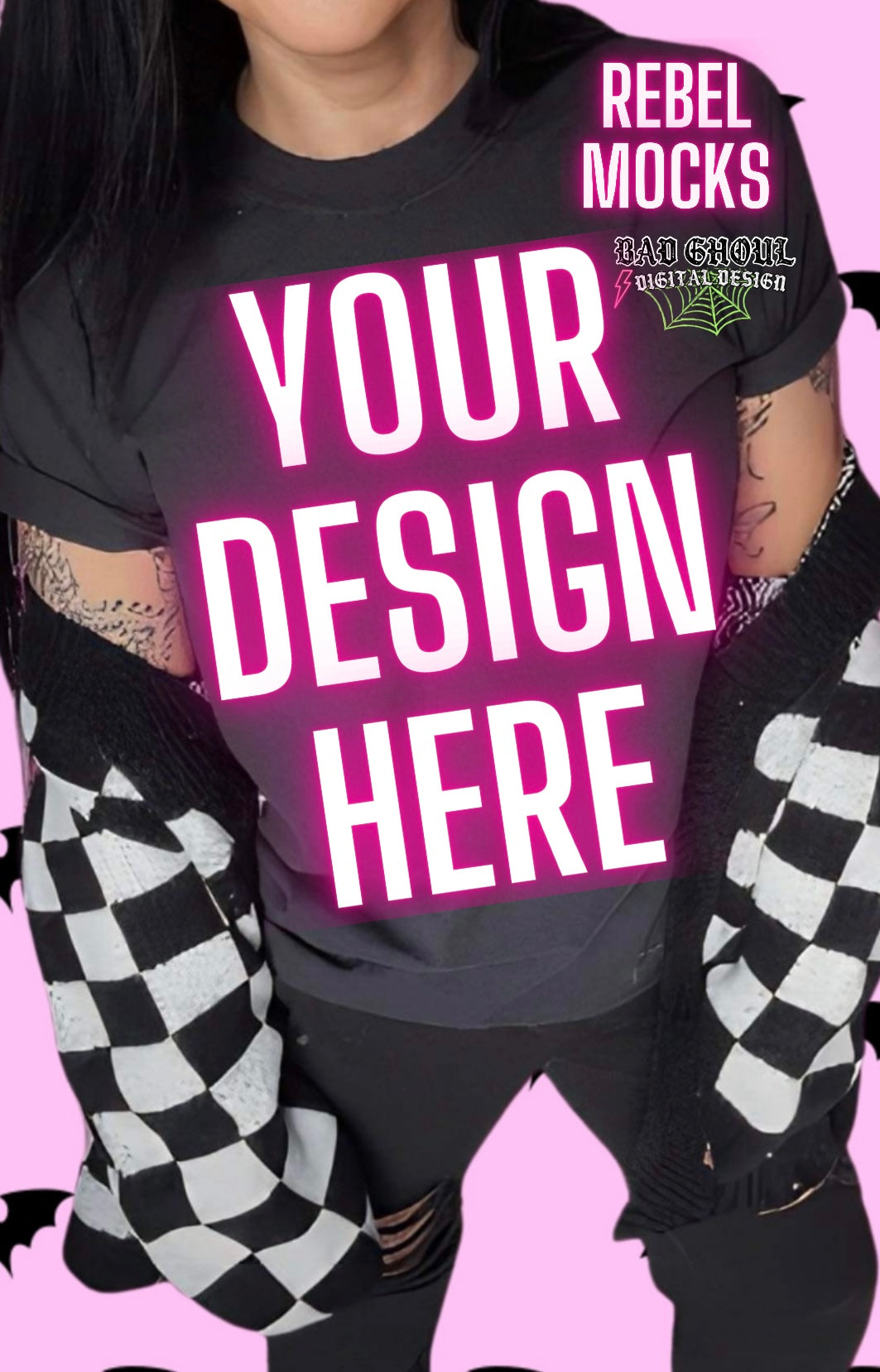 Black Tee IRL Model Mock Up TRENDING