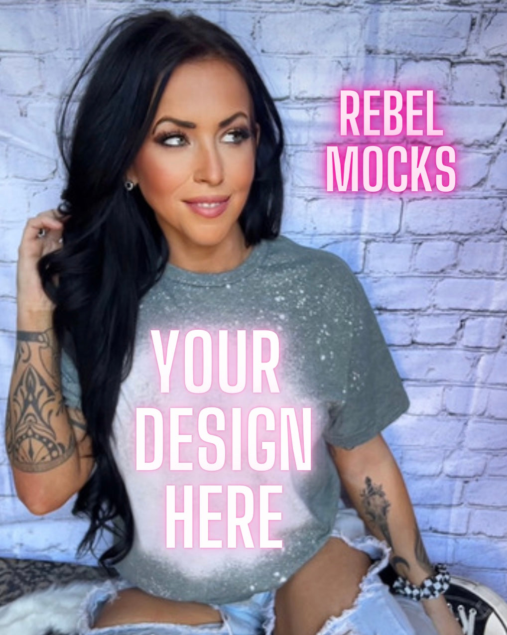 Bleach Softstyle Heather Green Mock UP Bundle 2 IRL Mocks