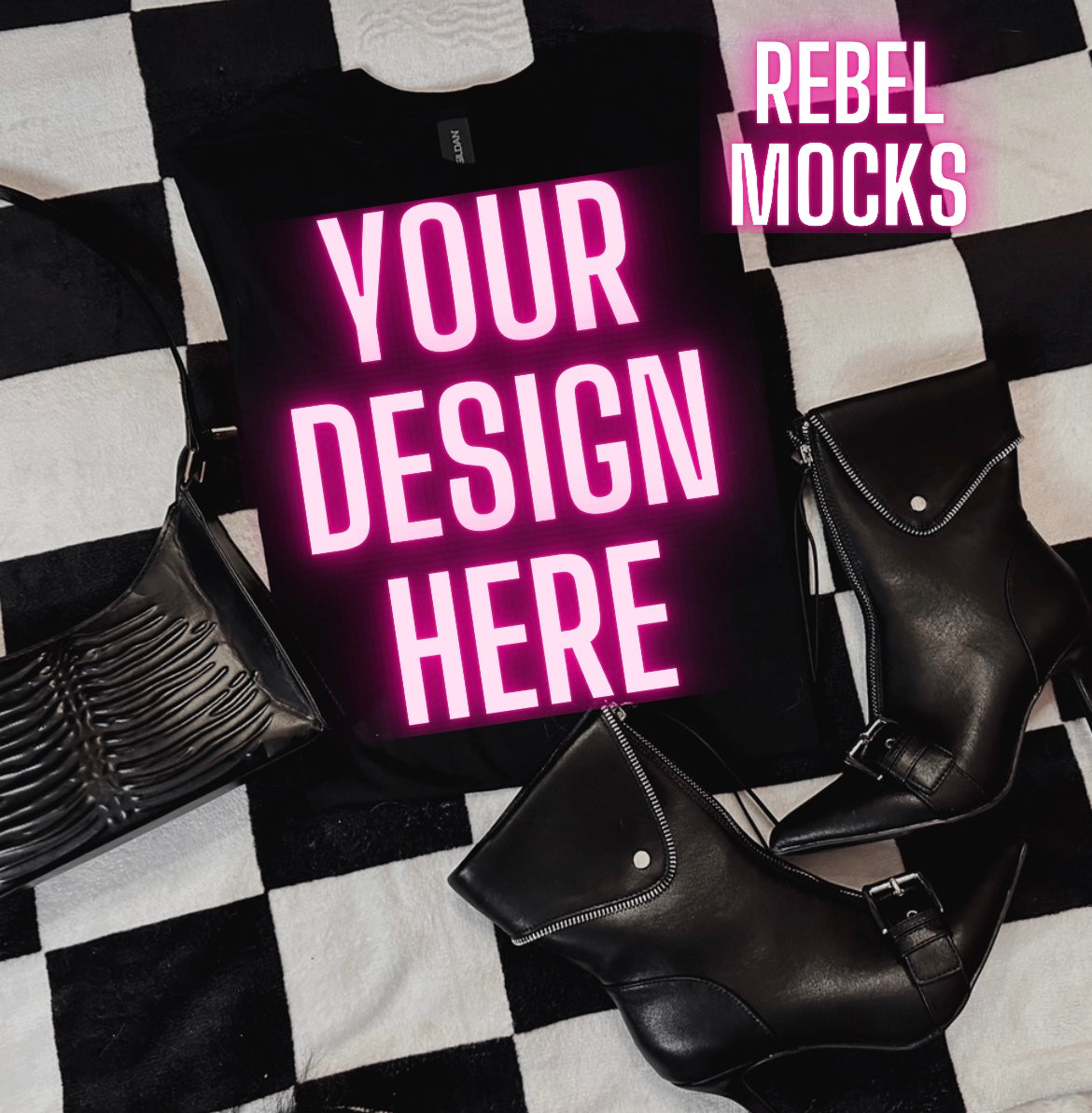 Black Tee Alternative Flat Lay Mock Up