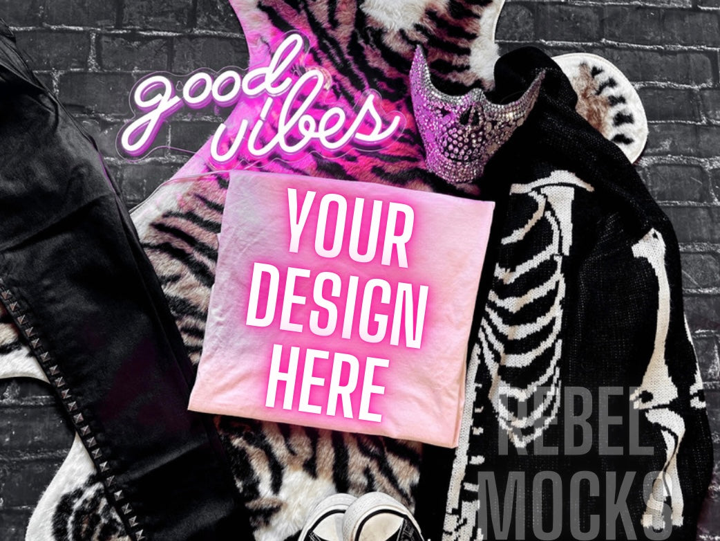 Light PINK Flat Lay Tee Mock Up Bundle sub friendly