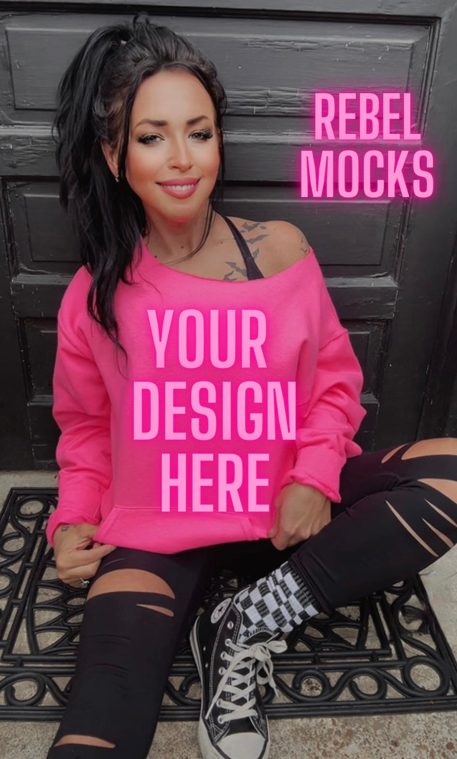 Off Shoulder Mock Safety Pink IRL Alternative Edgy 2 mocks bundle