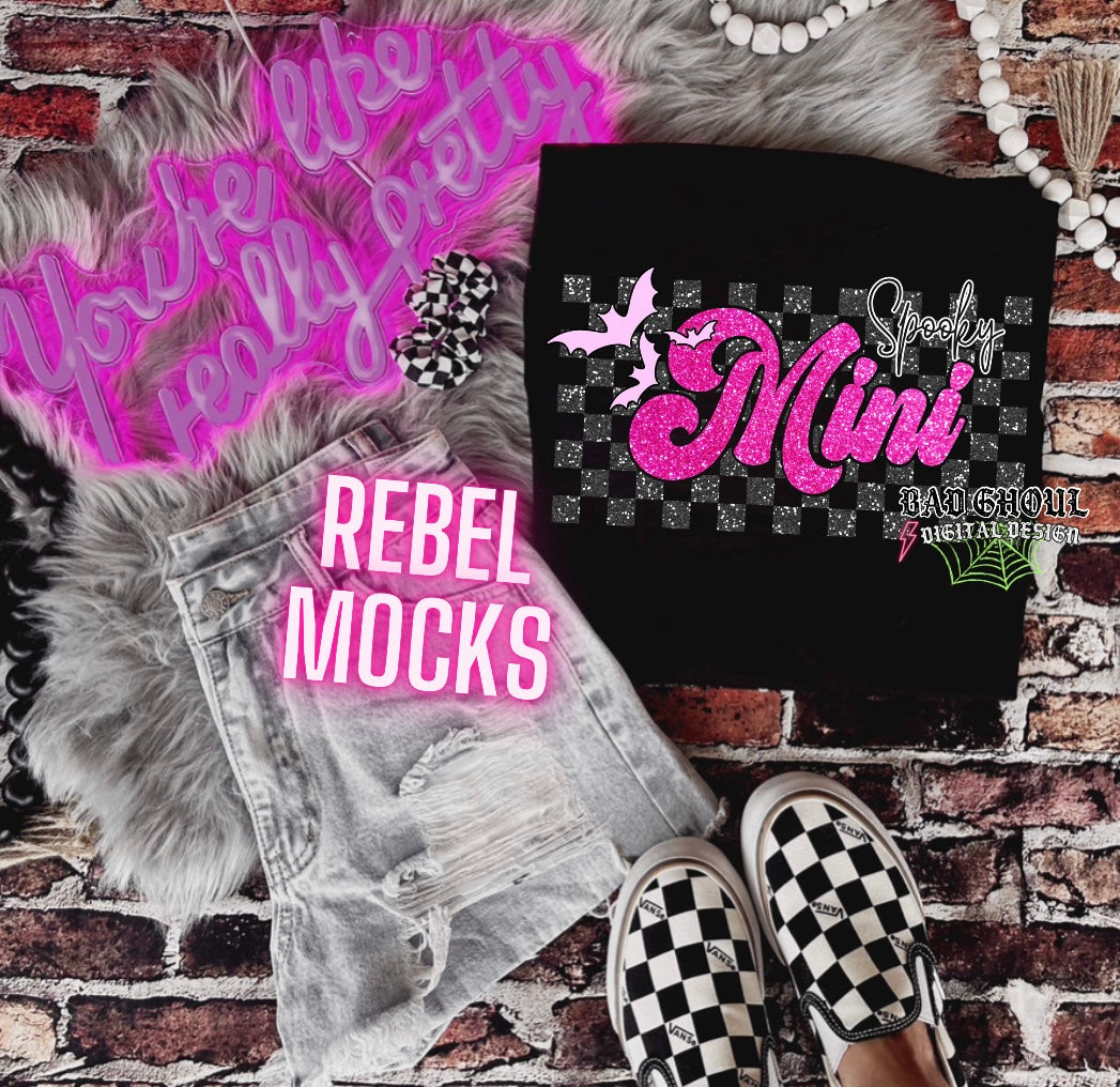 Faux Glitter Spooky Mama and Mini Set BEST ON BLACK PNG Download