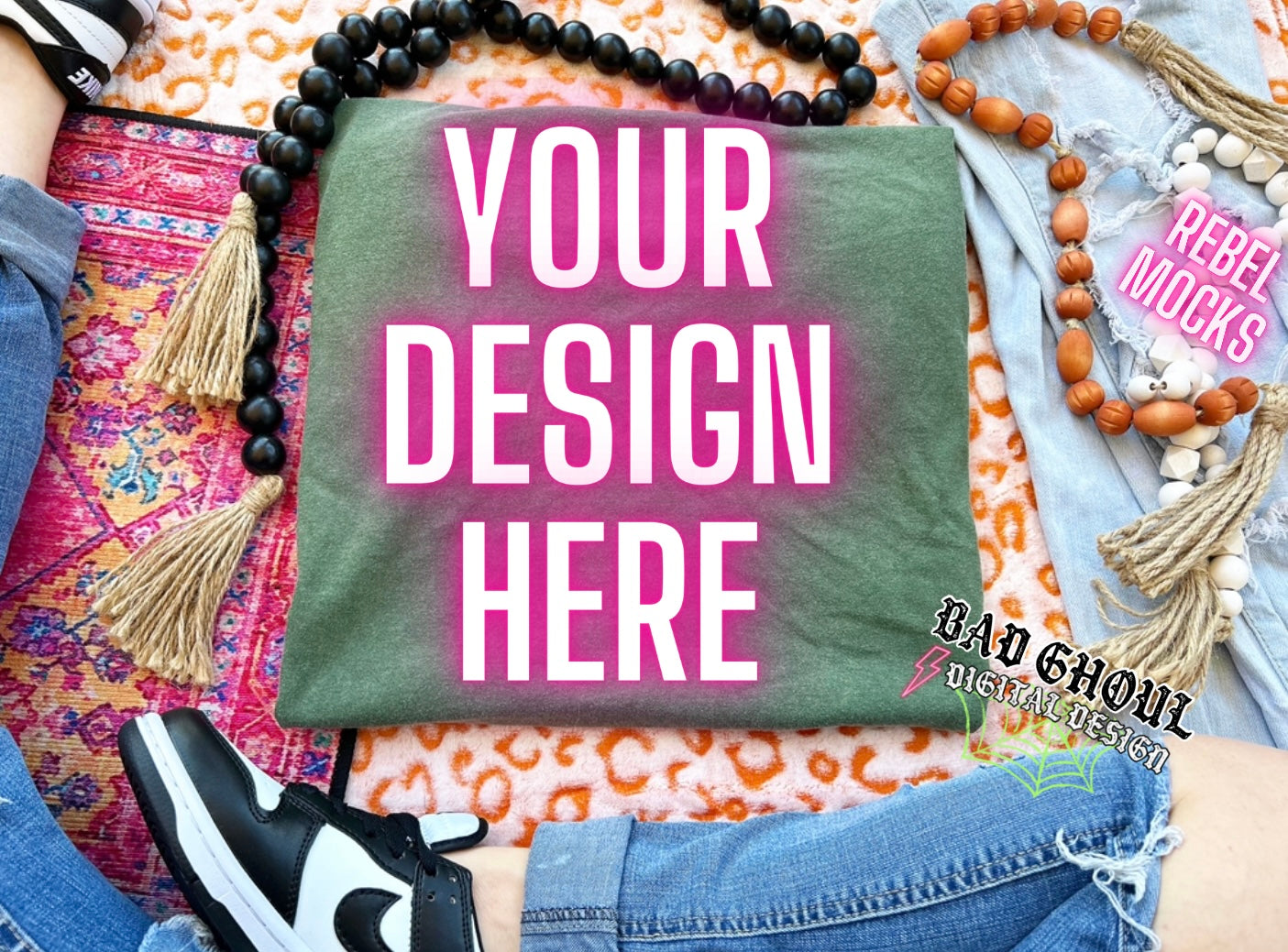 CC hemp Tee Boho Vibes TRENDING Flat Lay Mock up