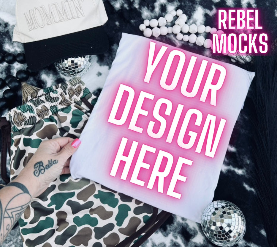 White Trendy Mock Up Flat Lay