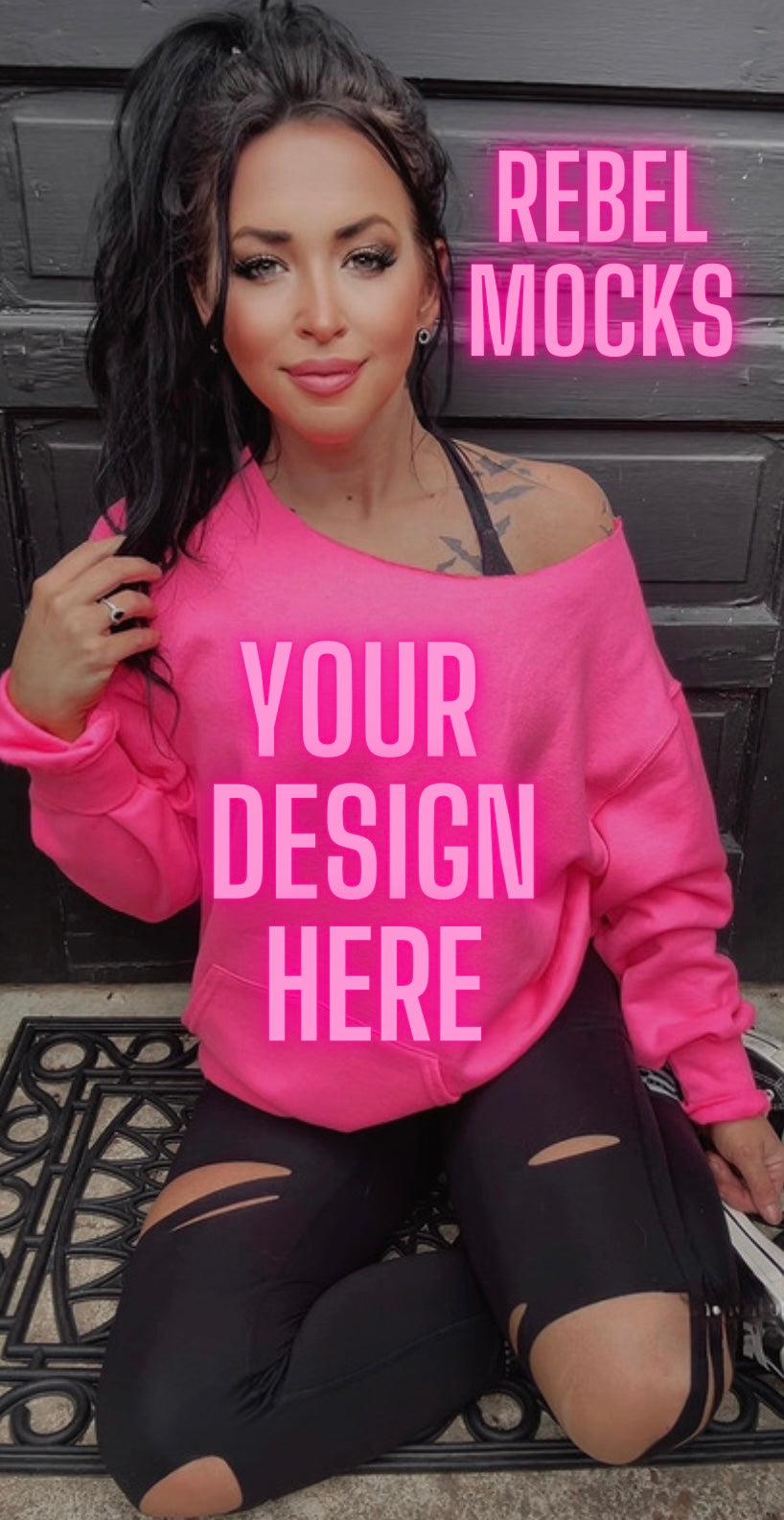 Off Shoulder Mock Safety Pink IRL Alternative Edgy
