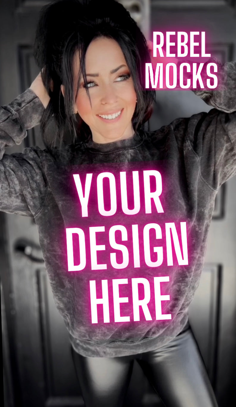 Mineral Wash Crew Neck Trendy Mock Up IRL Model