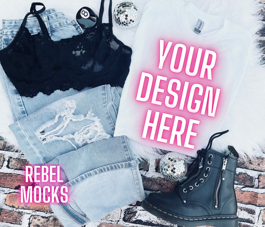 White Trendy Mock Up Flat Lay