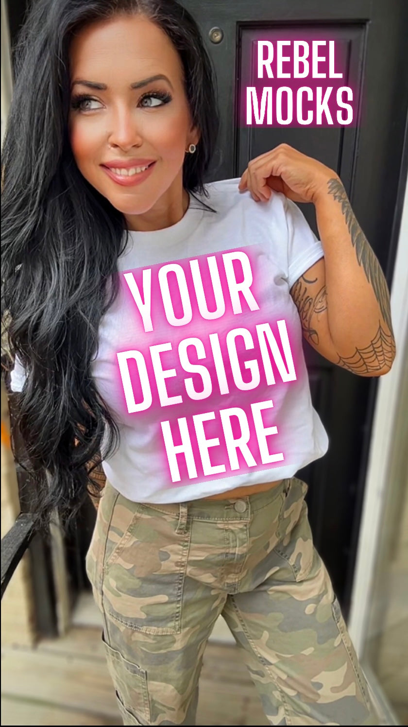 White Tee Model Mock Up Edgy Vibes