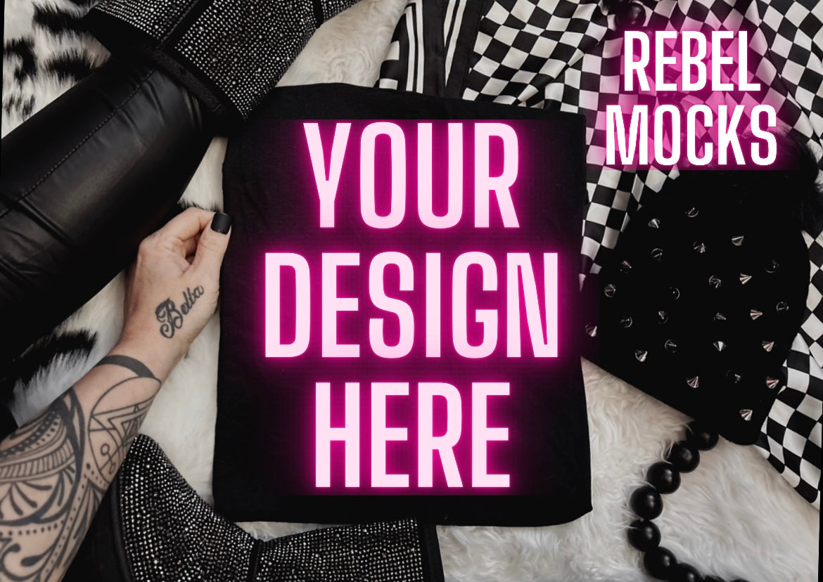 Black Tee Flat Lay Mock Up TRENDING VIBES