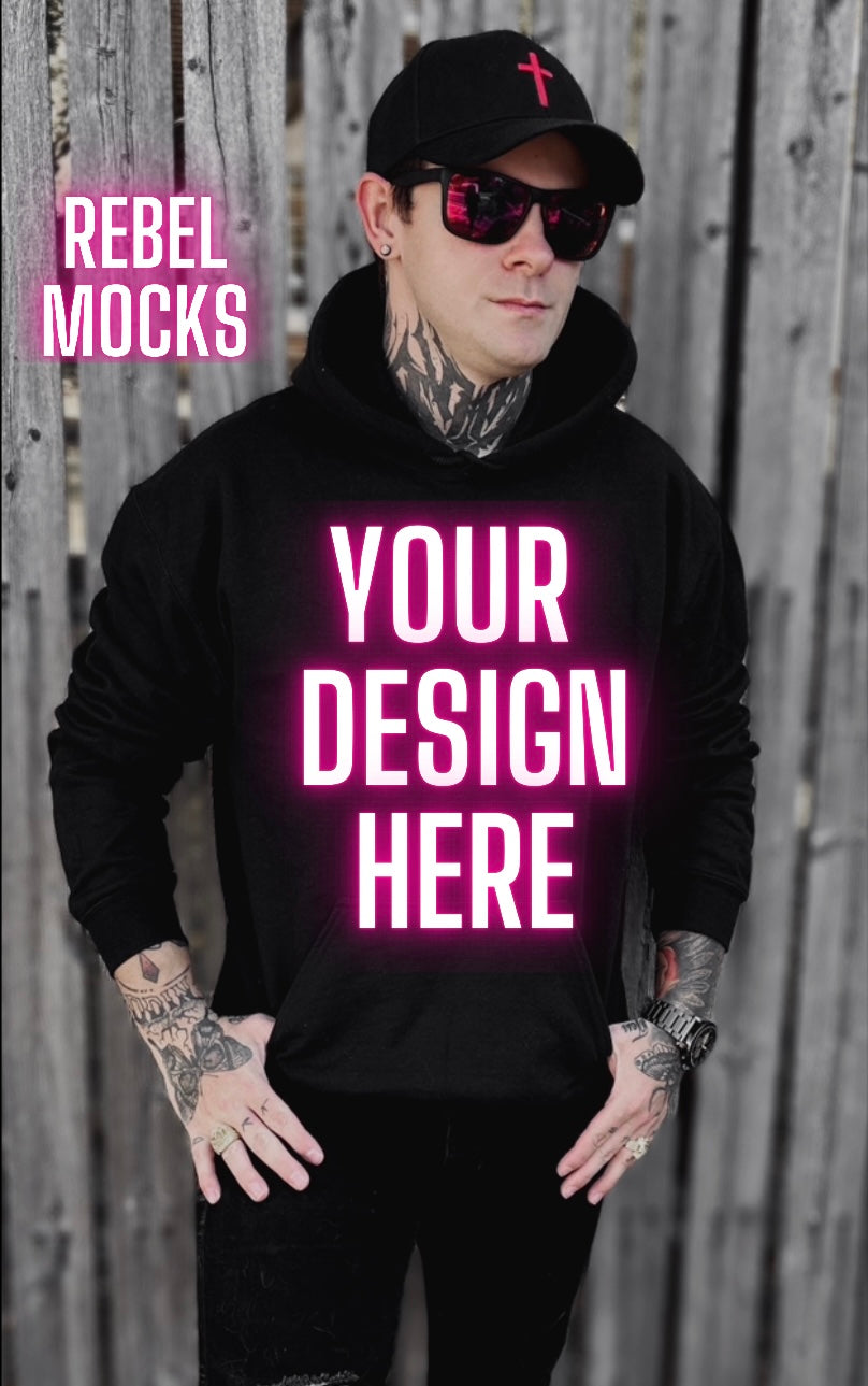 Mens Alt Style Black Hoodie Model Mock Up
