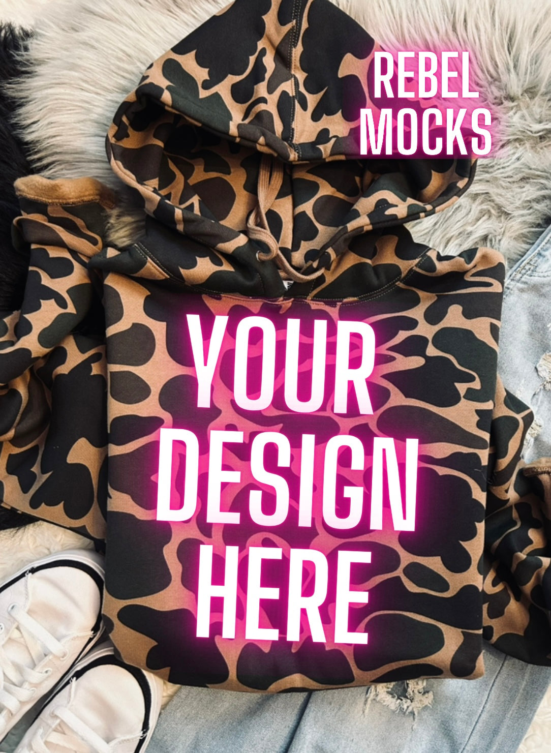 Independent Duck Camo Hoodie Flat Lay Mock Up