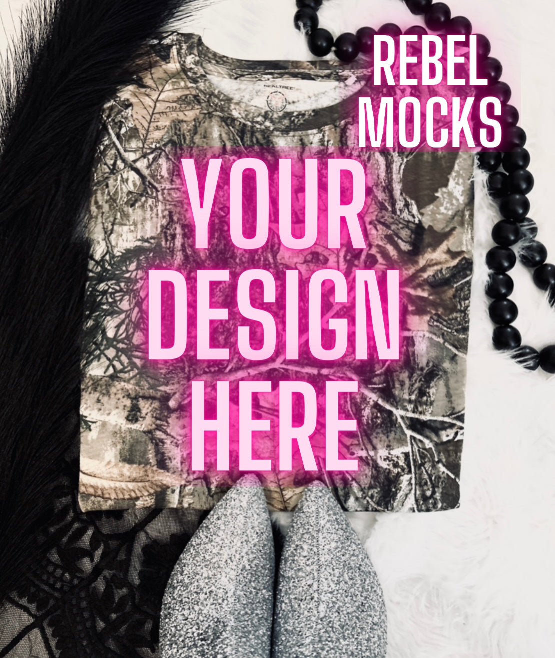 Leafy Camo Tee Flat Lay Mock Up