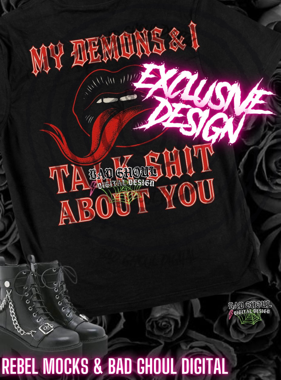 My Demons and I PNG DOWNLOAD black fabric