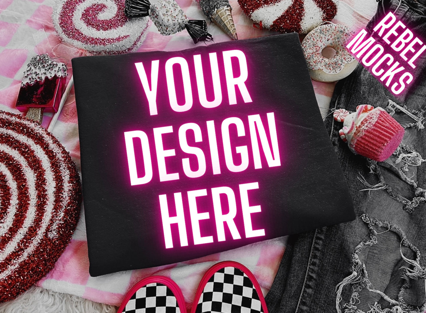 Black Flat Lay Mock Up TRENDING