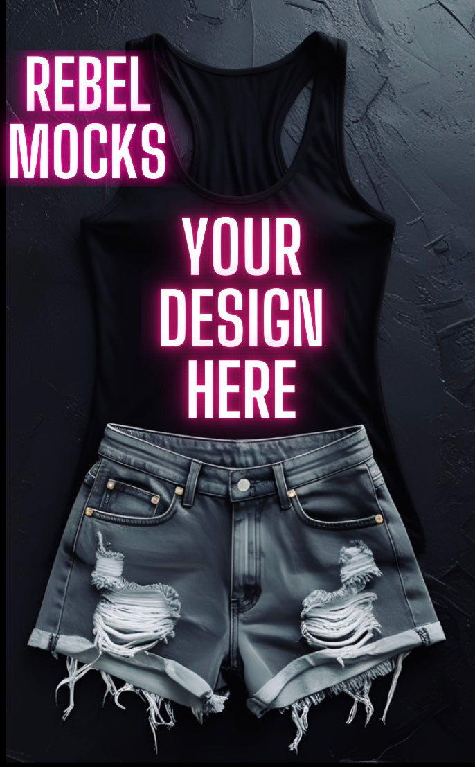 Black Tank Flat Lay Bundle Alternative Edgy 7 Mocks