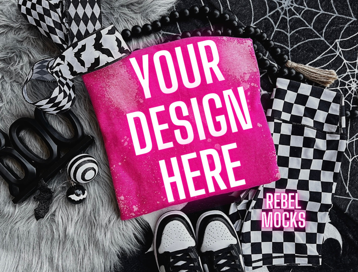 Spooky heliconia acid wash Tee Edgy Flat Lay Mock UP