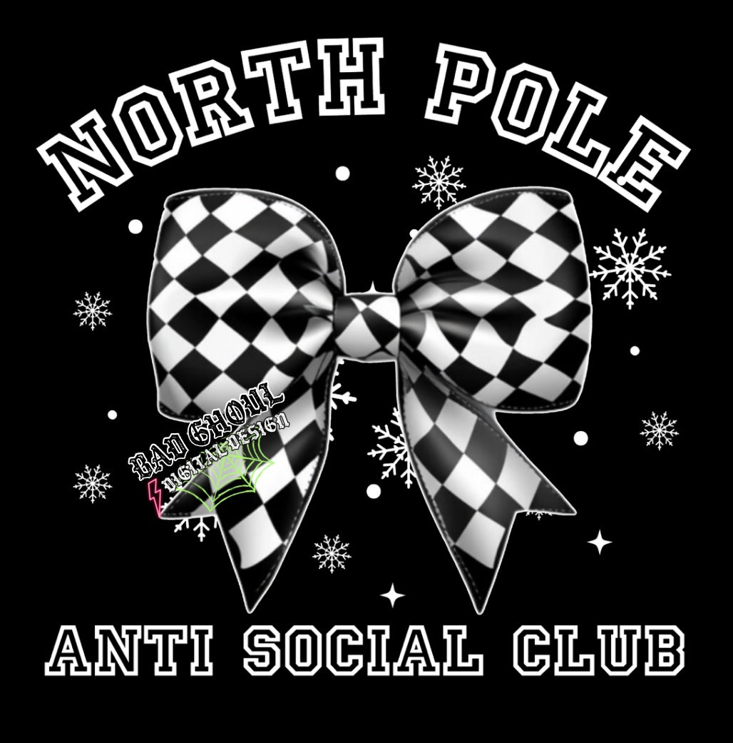 North Pole Anti Social PNG Download 2 Files Black and White