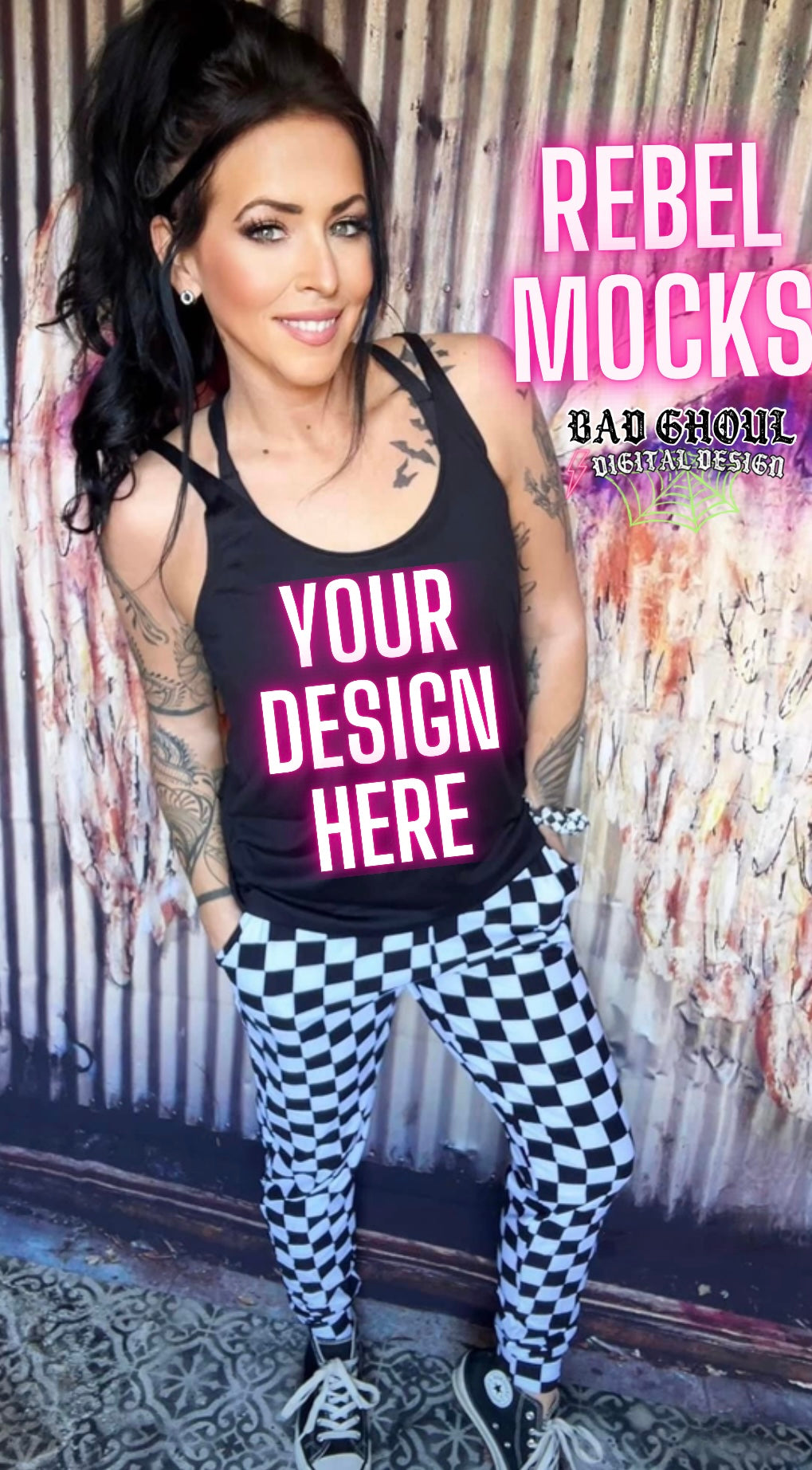 IRL MODEL MOCK Black Bella Slouchy Tank