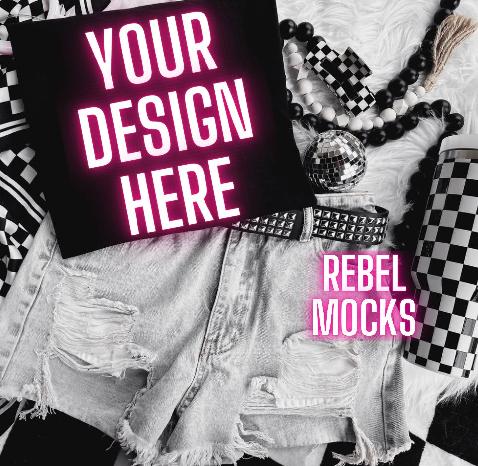 Black Alt Emo Grunge Goth Spooky Flat Lay Trending Mock Up