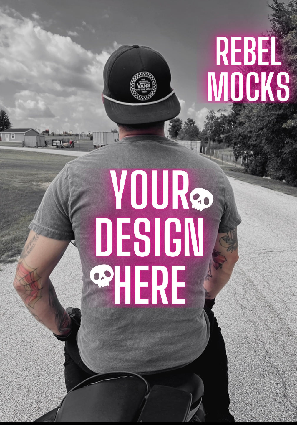 MOTO Mens Pepper Back Tee Edgy Trendy Mock Up