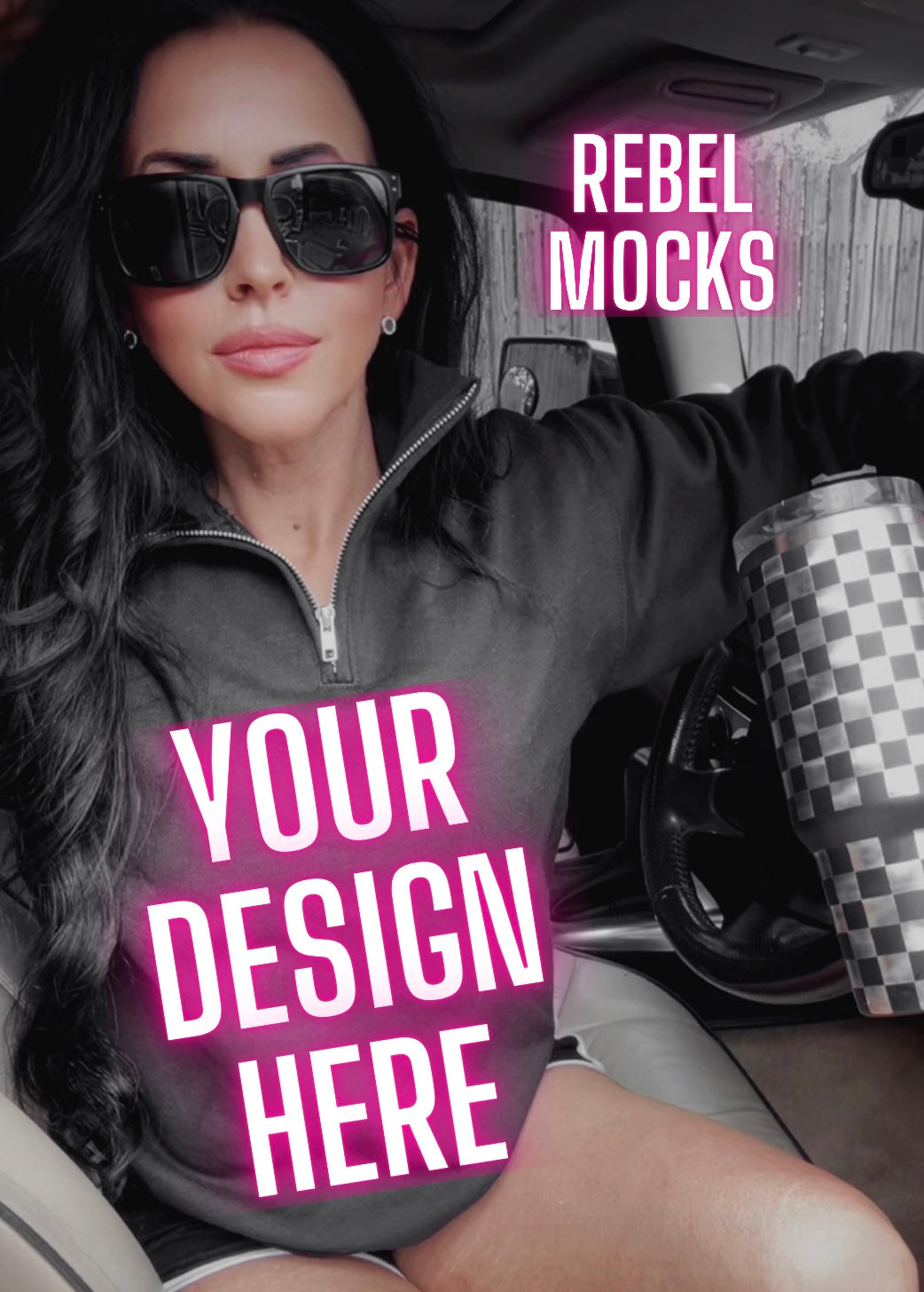 Jerzee Black 1/4 Zip Sweatshirt EDGY Model Mock Up