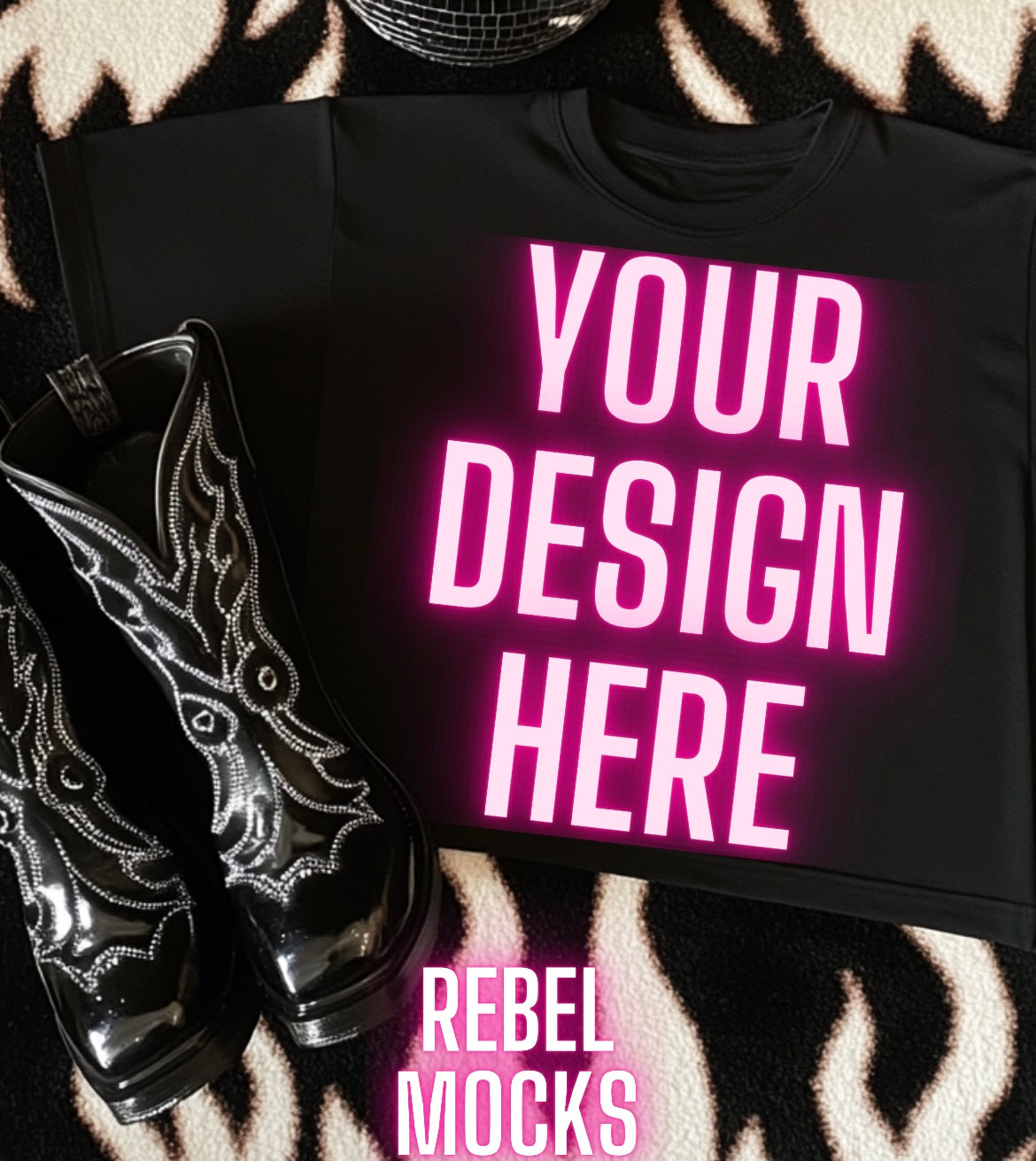 Black Tee Flat Lay Mock Up Boujee Western Yallternative