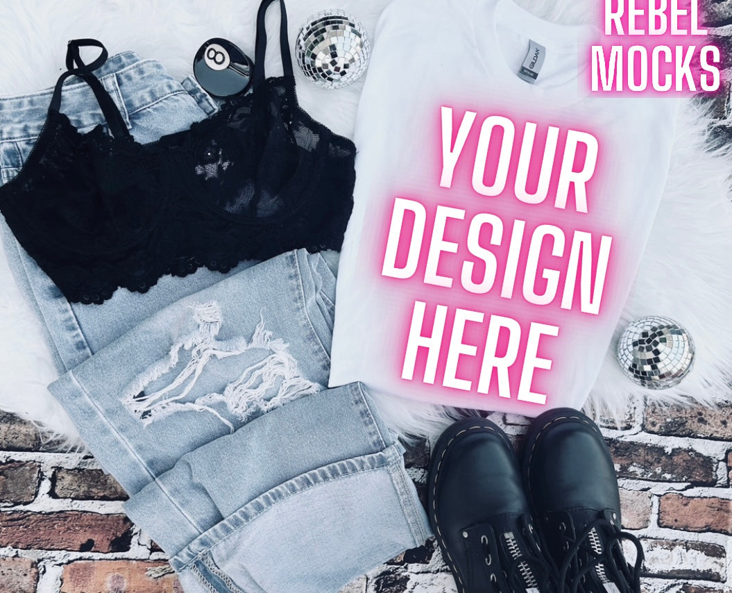 White Trendy Mock Up Flat Lay