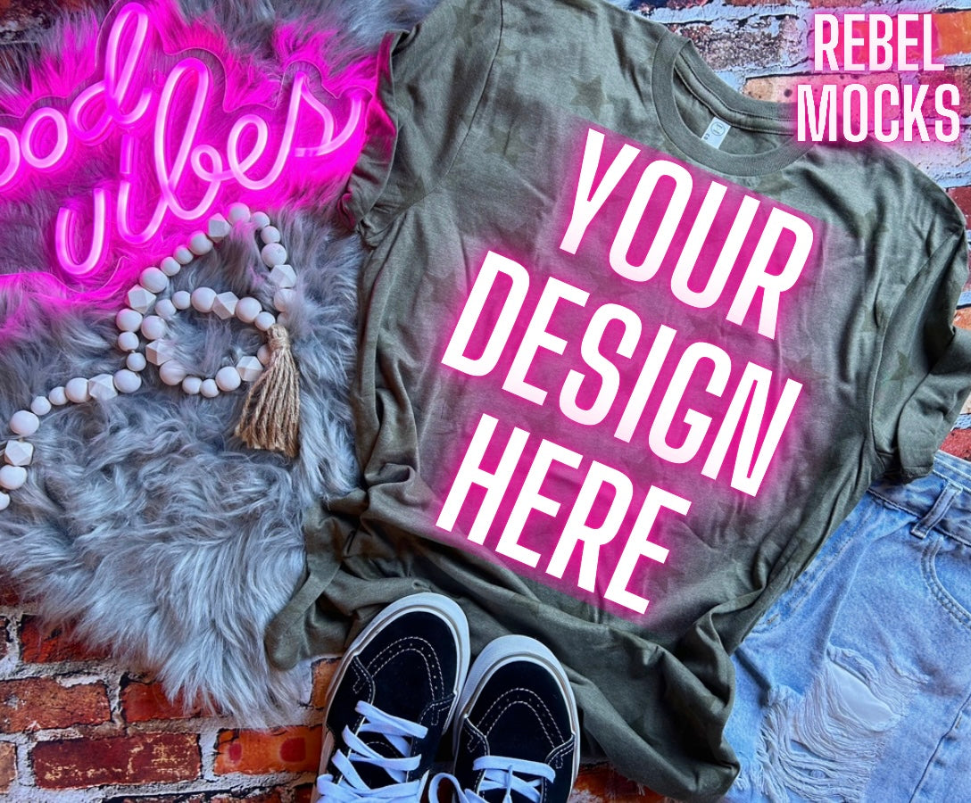 Code Five Stars Flat Lay Tee Mock TRENDING