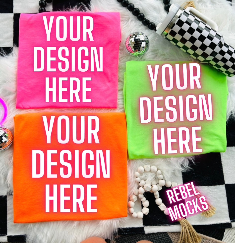 Neon Flat Lay Trending Mock Up Flat Lay