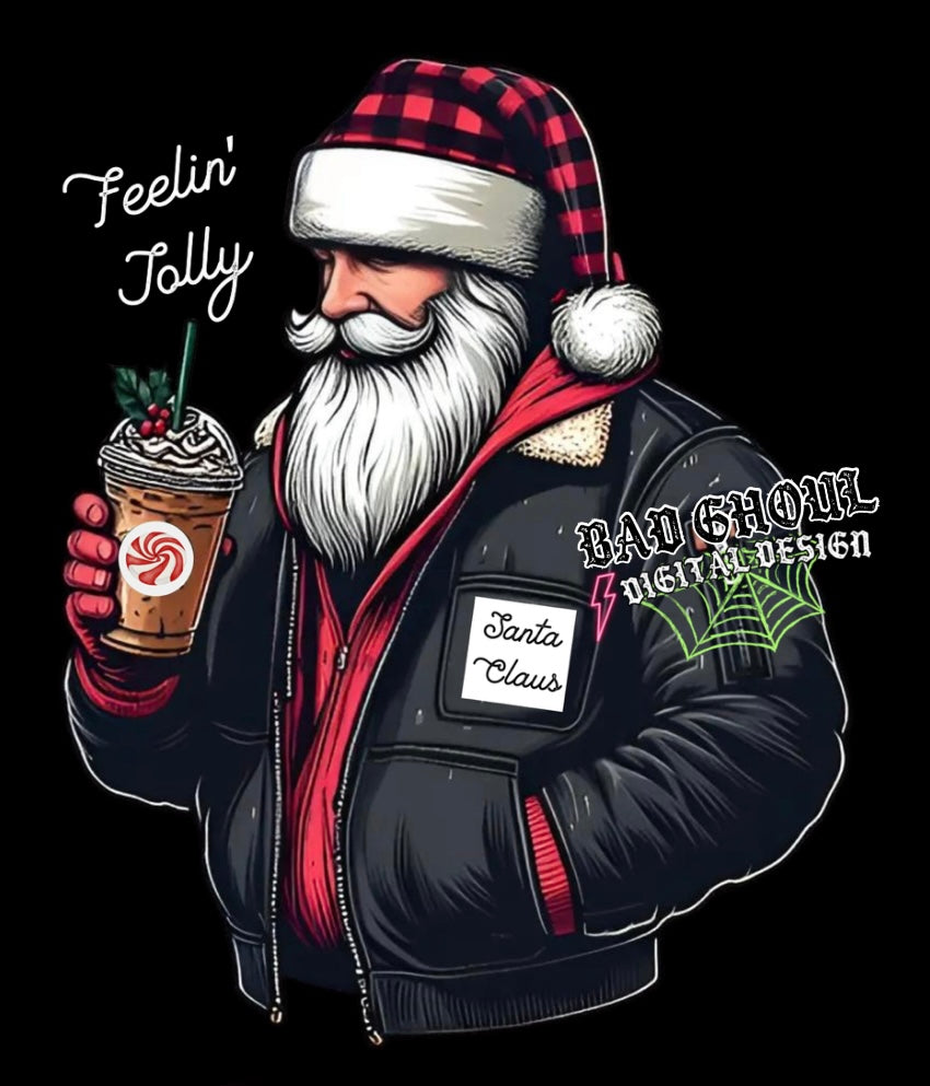 Santa PNG Download 2 Files Black and White