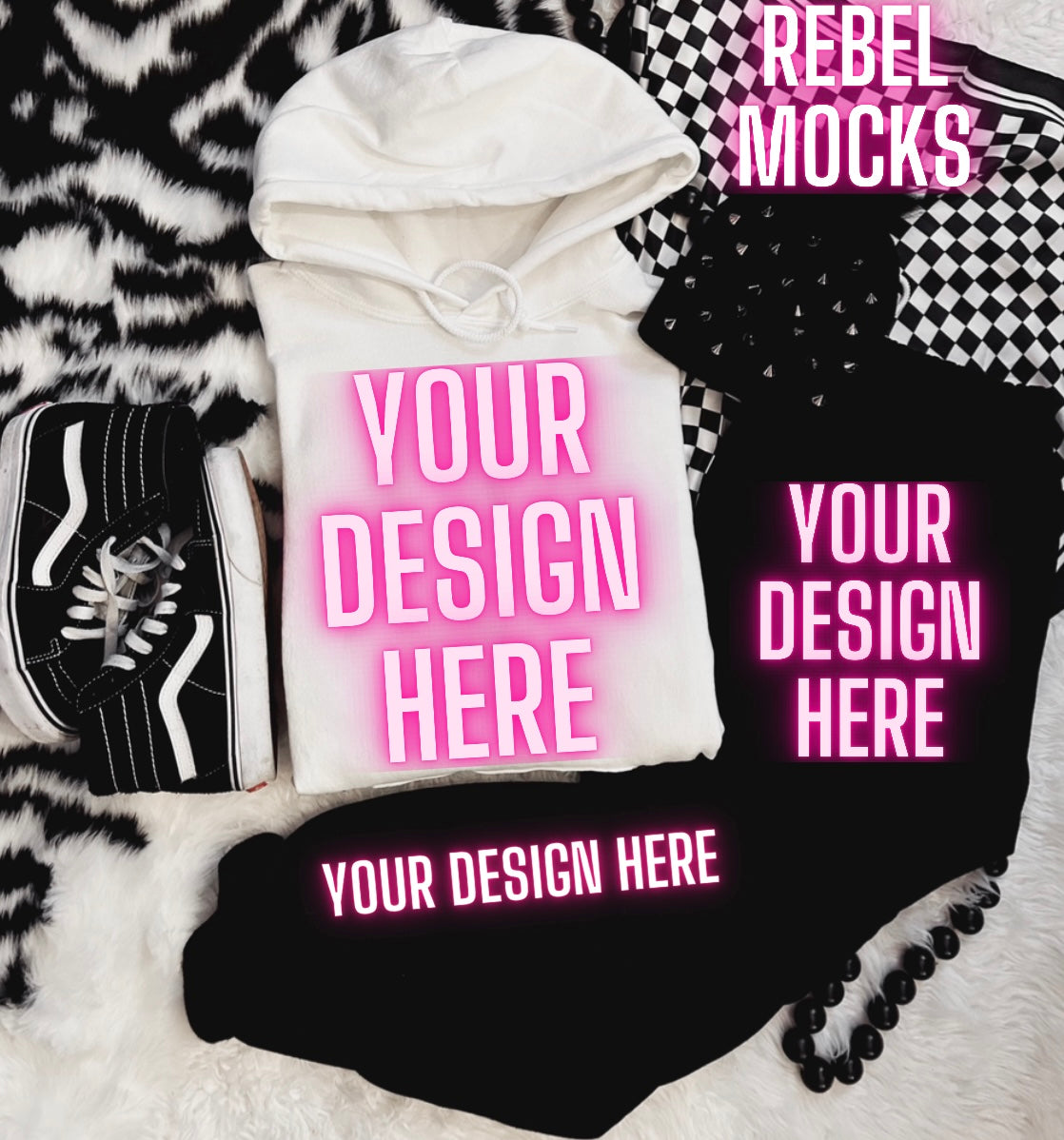 White Hoodie Sweat Set and Sweatpants Flat Lay Mock Up TRENDING VIBES