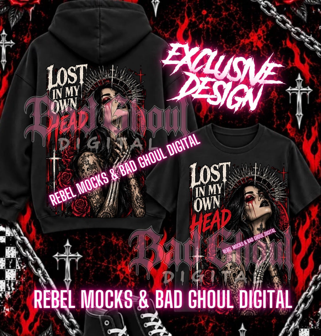 EXCLUSIVE| Lost In My Own Head| PNG DOWNLOAD | Black Fabric Only