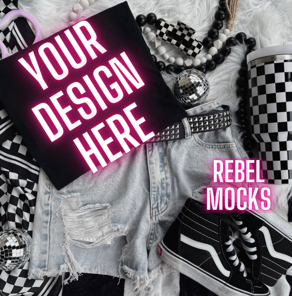 Black Alt Emo Grunge Goth Spooky Flat Lay Trending Mock Up