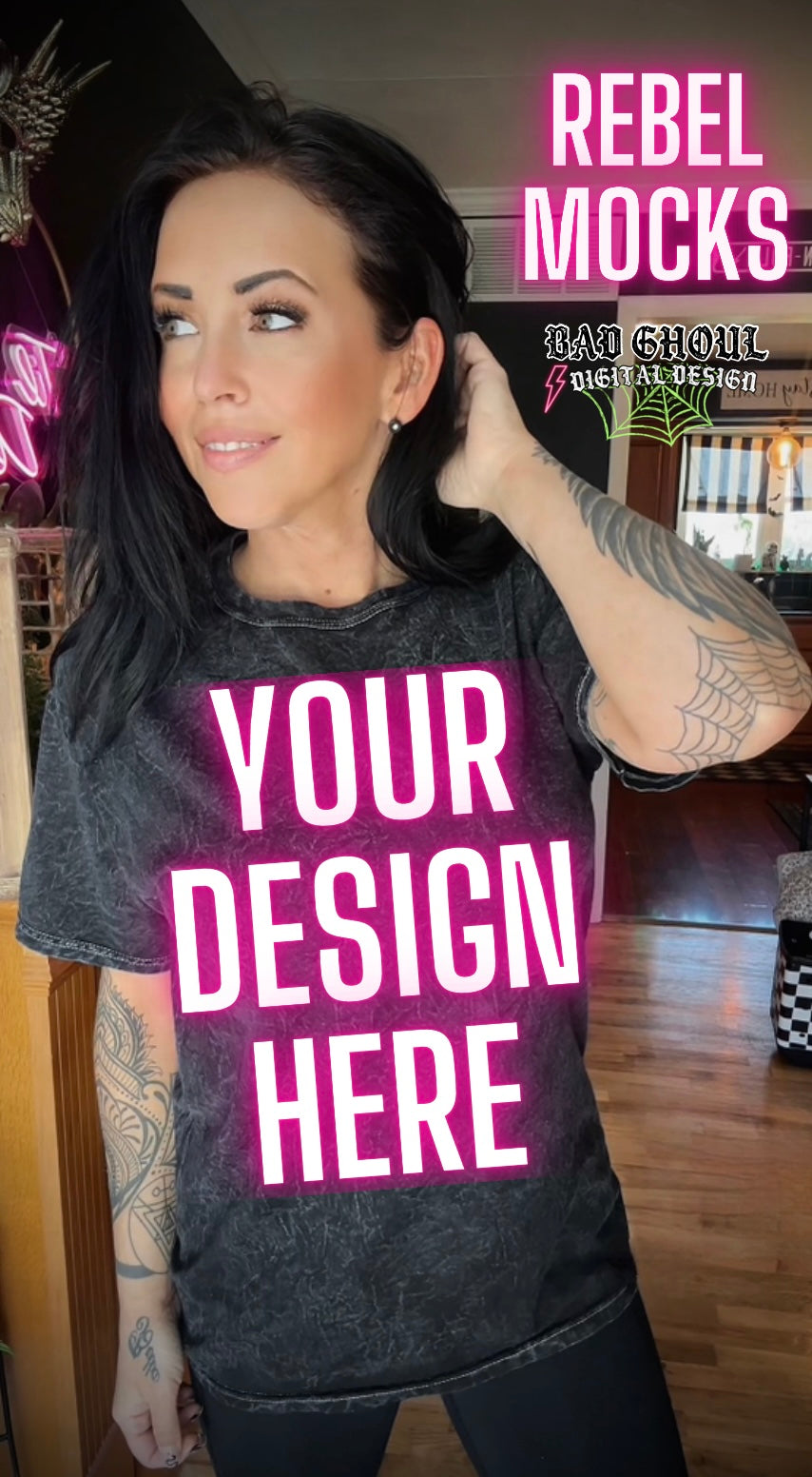 Alt Vibez Mineral Wash Tee Trendy Model Mock Up