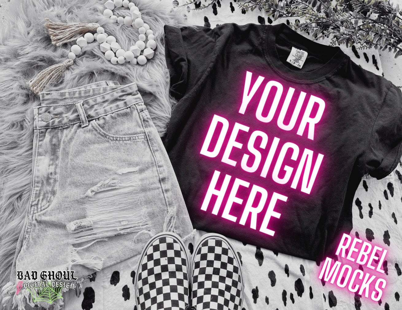 Black Flat Lay Mock Up Neutral Vibes