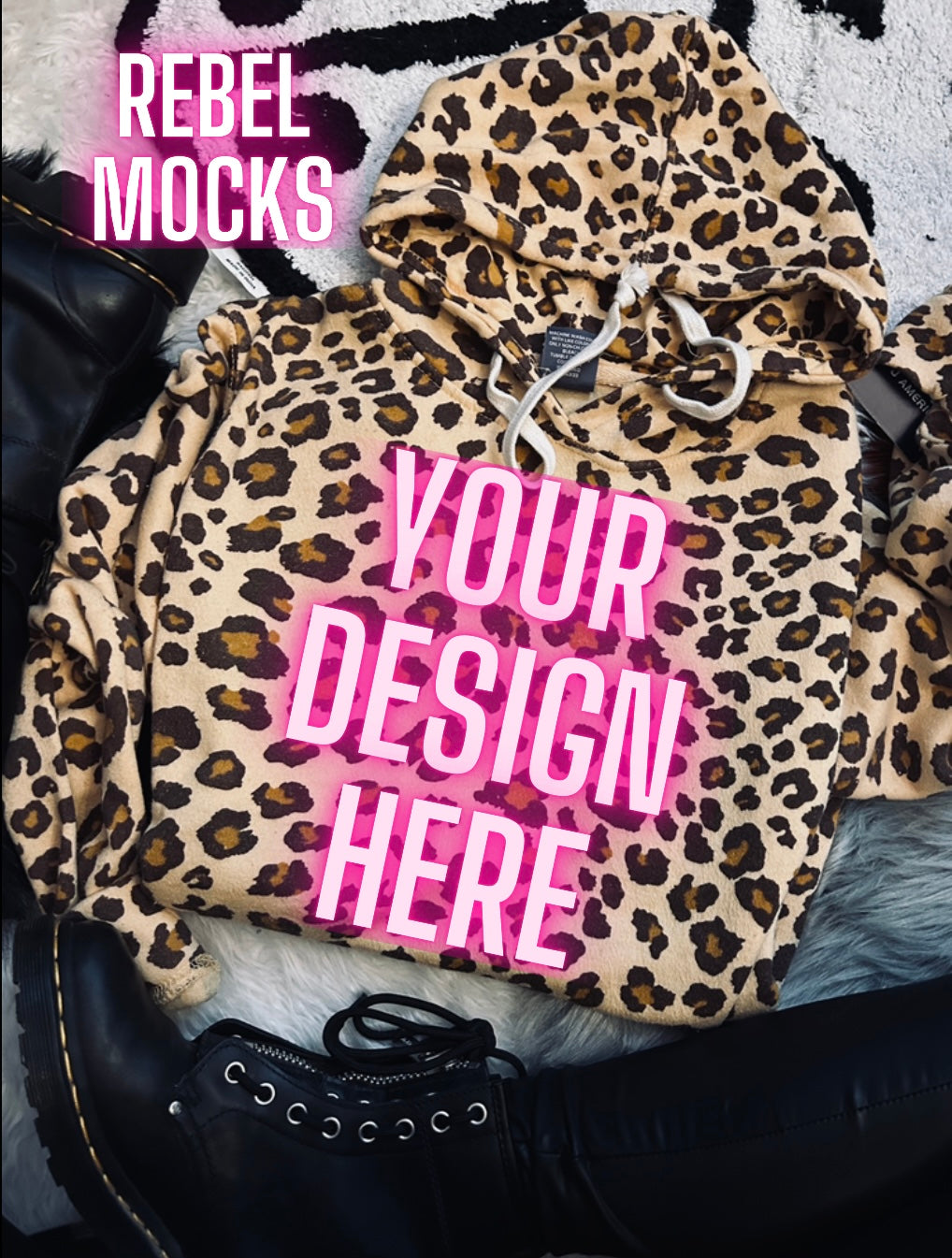 J America Leopard Hoodie Sweatshirt Trendy Mock Up