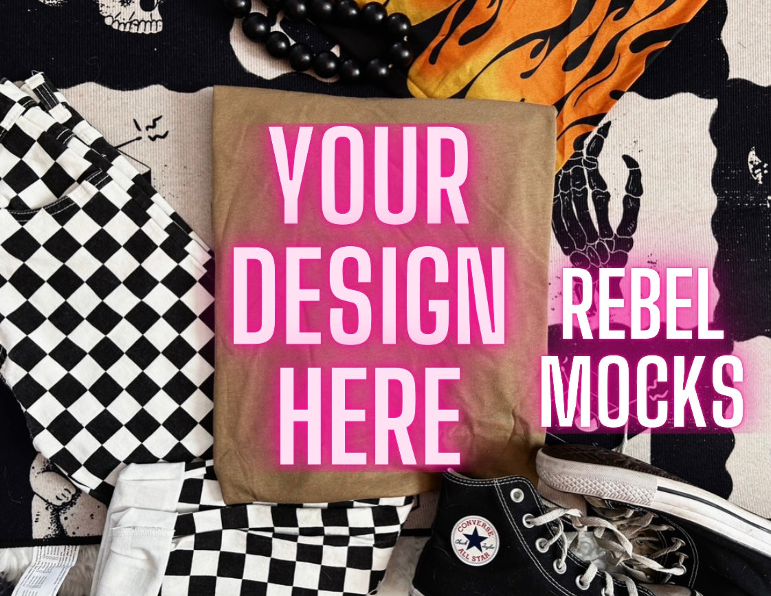 Coyote Brown Edgy Alt Trendy Mock Up Flat Lay