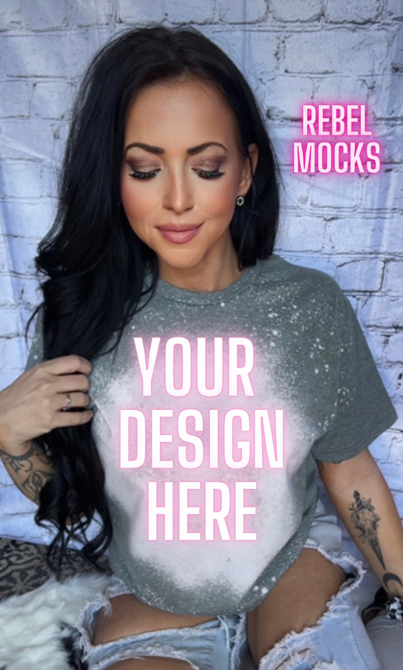 Bleach Softstyle Heather Green Mock UP Bundle 2 IRL Mocks
