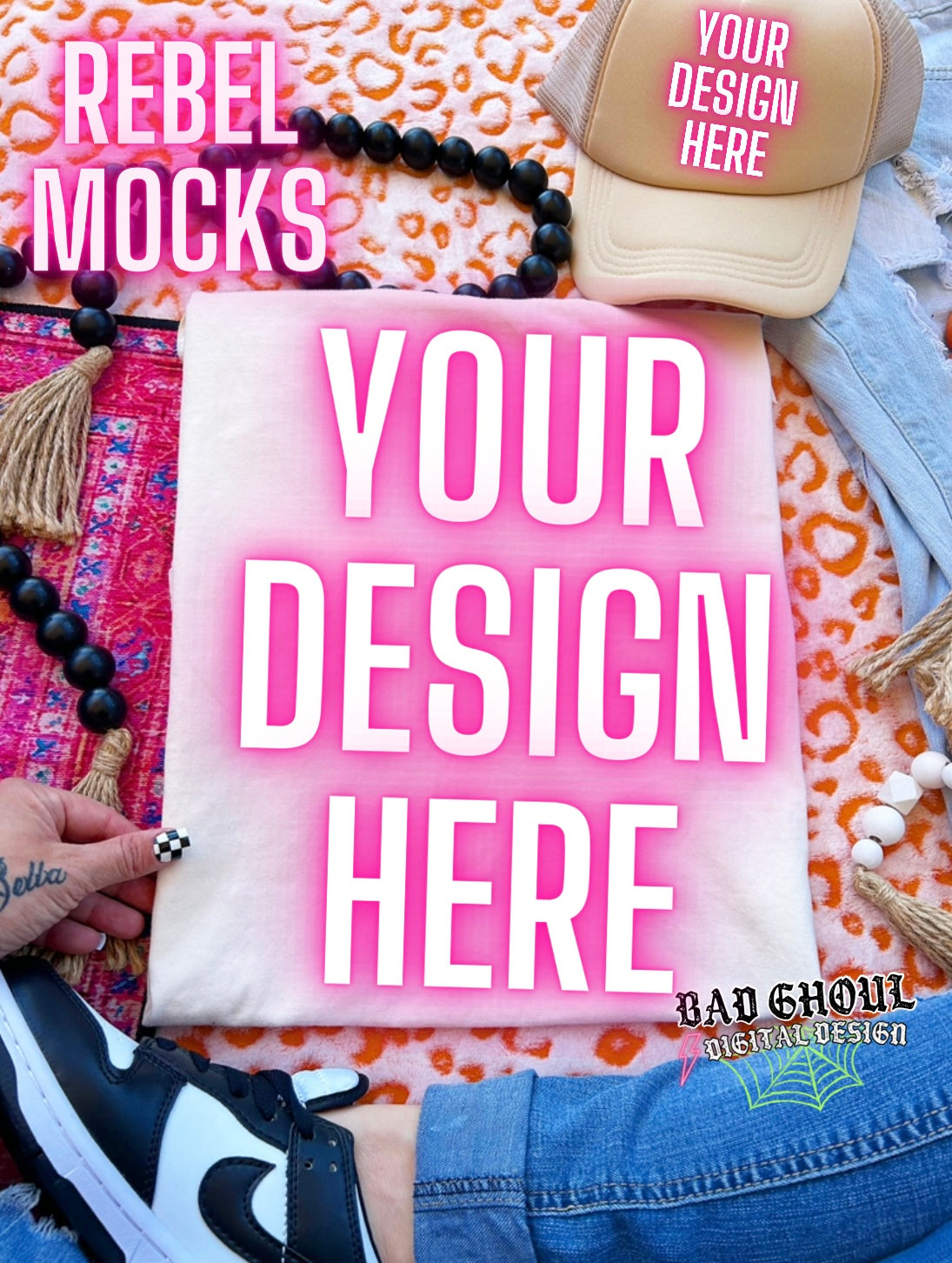 CC Ivory Tee Boho Vibes TRENDING Flat Lay Mock up