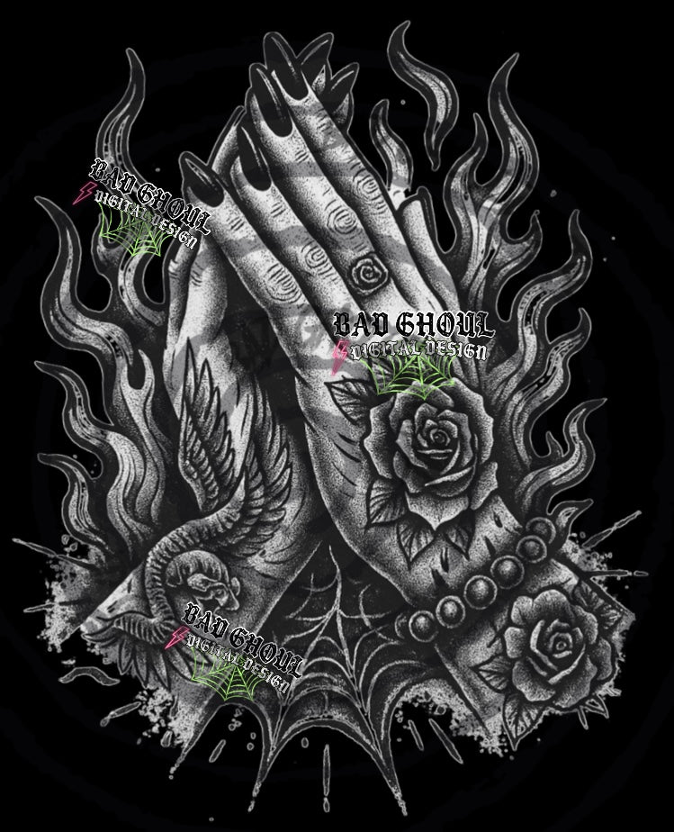 The Prayer PNG DOWNLOAD black fabric only