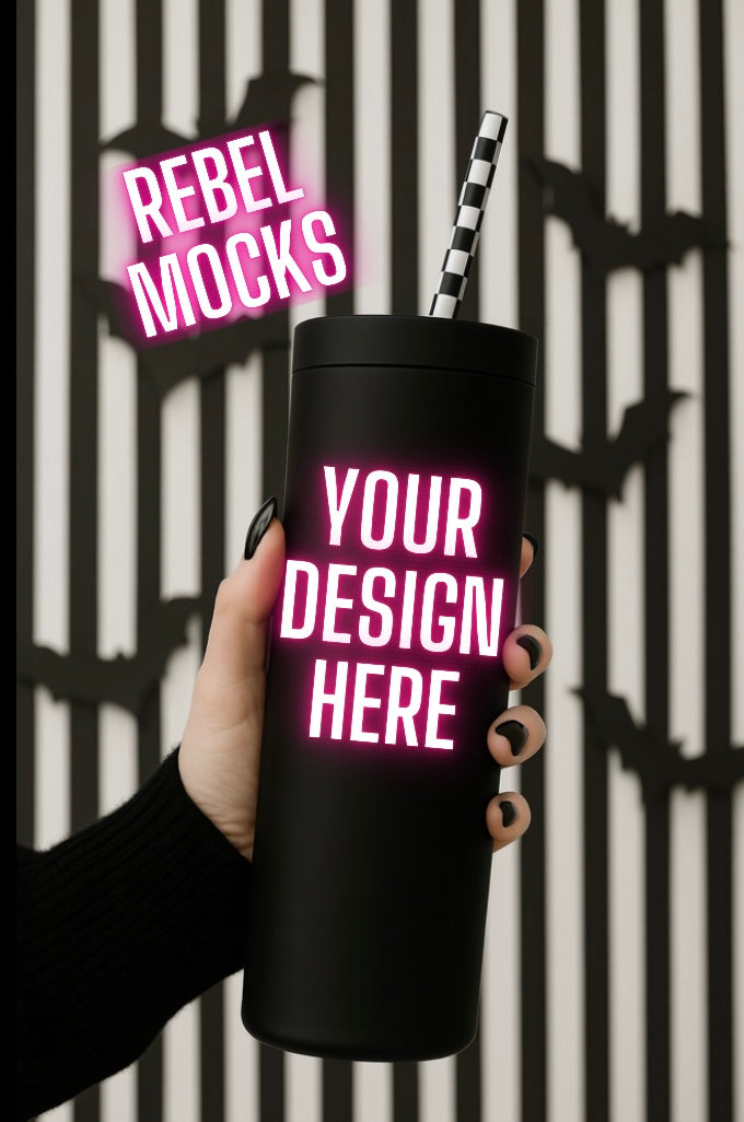Black Tumbler Edgy Alternative Mock Up