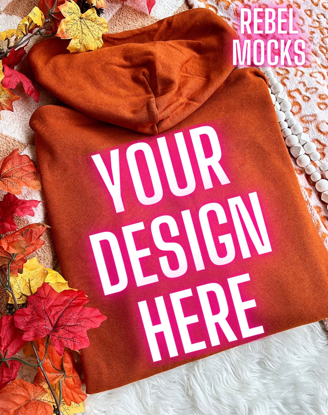 Back Jerzee Texas Orange Hoodie Fall Flat Lay Mock Up TRENDING