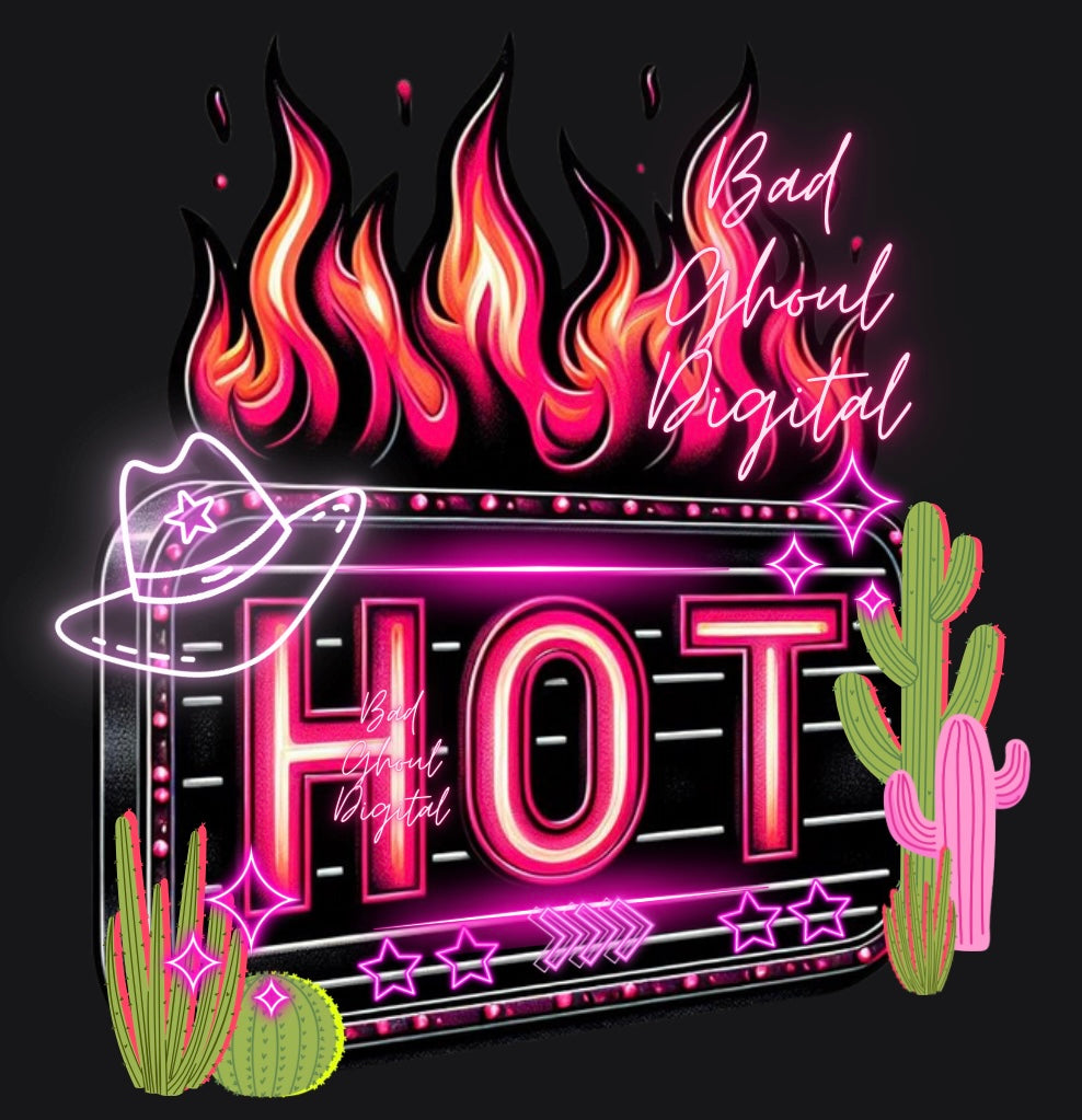 HOT Neon Western PNG Download Sub and DTF Friendly